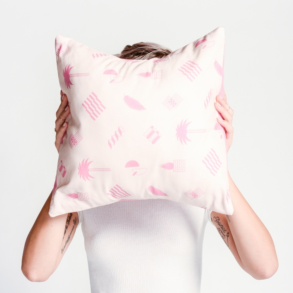 Pink Shapes Throw Pillow Cover